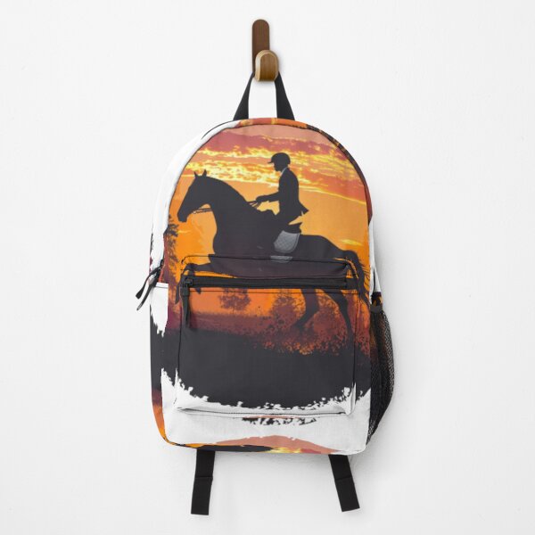 Artikelvorschau, Pferd und Reiter galoppieren Sonnenuntergang Hintergrund Aktive Outdoor inspirierte Kunst entworfen und verkauft von CDC40.