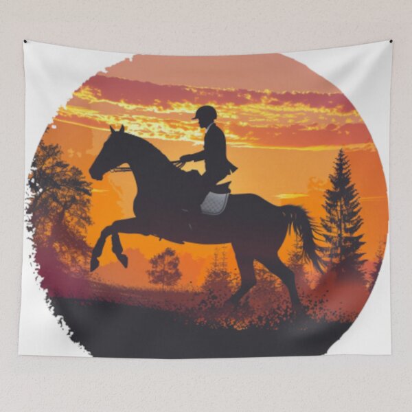 Item preview, Horse and rider galloping sunset backdrop Active Outdoors Inspired Art designed and sold by CDC40.