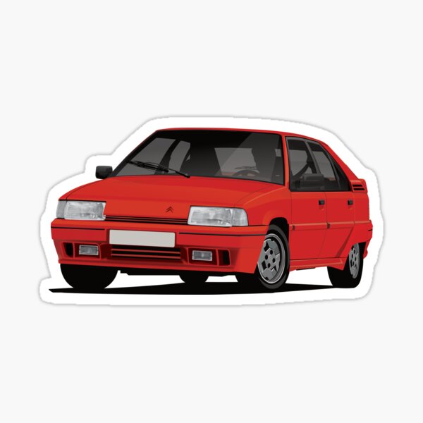 Roter Citroën BX GTi - die Kurve kurierend - Illustration Sticker