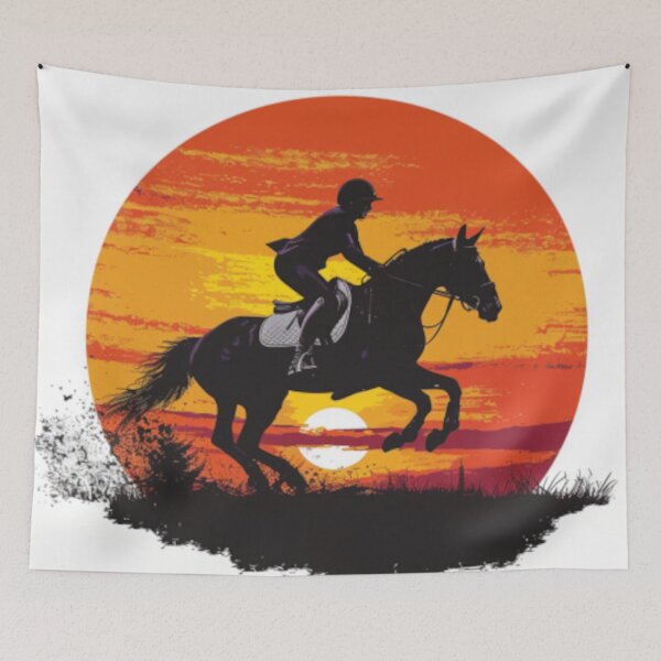 Item preview, Horse and rider galloping sunset backdrop Active Outdoors Inspired Art designed and sold by CDC40.