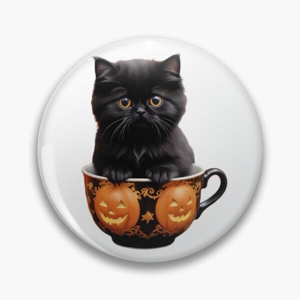 Item preview, CUTE HALLOWEEN BLACK KITTEN POPPING OUT OF A PUMPKIN MUG STICKER designed and sold by Arts4U.