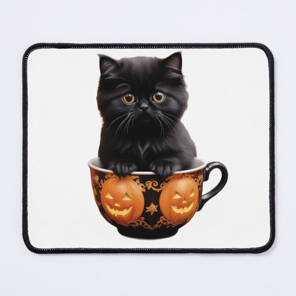 Item preview, CUTE HALLOWEEN BLACK KITTEN POPPING OUT OF A PUMPKIN MUG STICKER designed and sold by Arts4U.