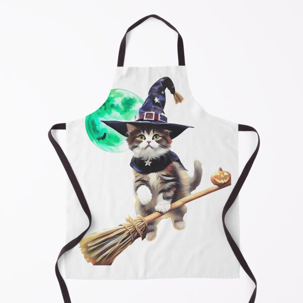 Item preview, HALLOWEEN CAT ON BROOMSTICK FLYING STICKER designed and sold by Arts4U.