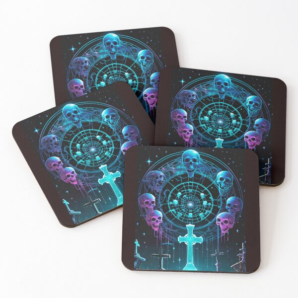 Item preview, Futuristic neon graveyard scene  designed and sold by dtmtattoo.