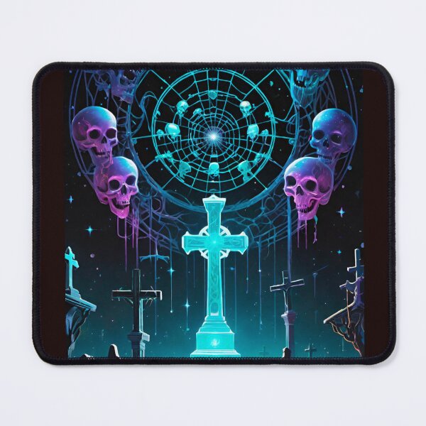 Item preview, Futuristic neon graveyard scene  designed and sold by dtmtattoo.
