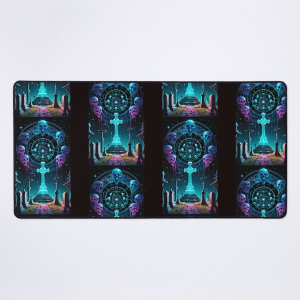 Item preview, Futuristic neon graveyard scene designed and sold by dtmtattoo.