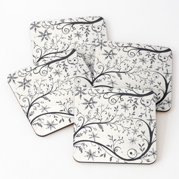 Item preview, An intricate Pattern Design features swirling vines and branches adorned with delicate snowflakes.  designed and sold by HEMRO.