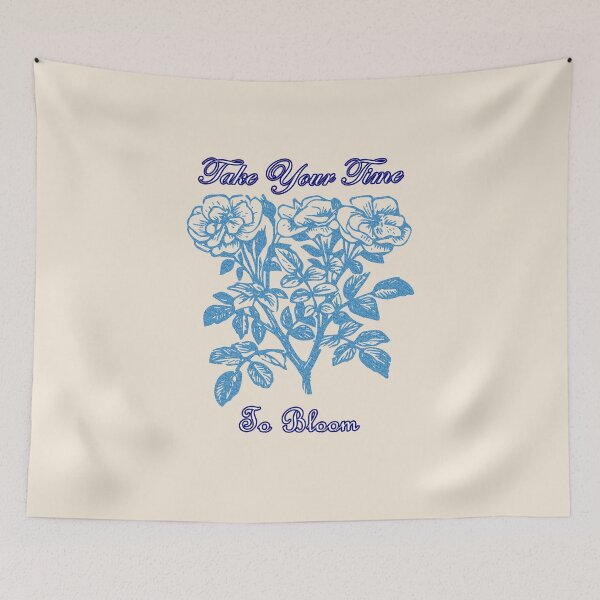 Item preview, Blue Vintage Floral Take Your Time To Bloom - Cream designed and sold by ArtCornerStudio.