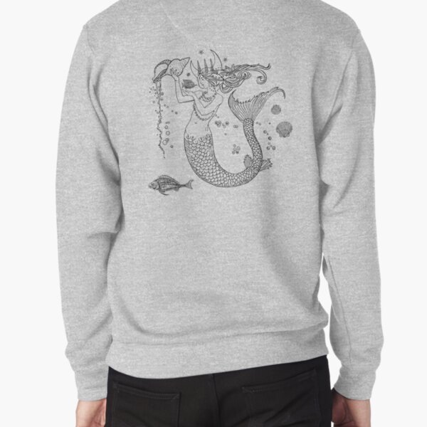 Mermaid princess black and white Pullover Sweatshirt