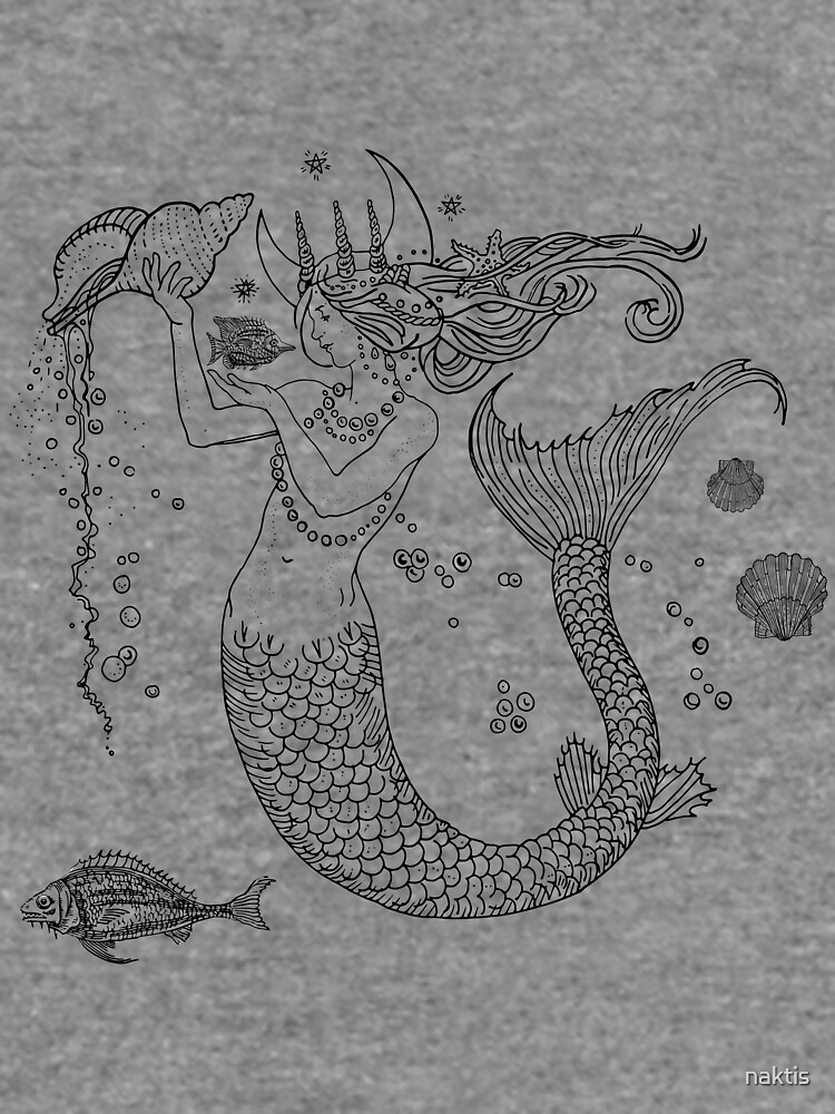 Mermaid princess black and white by naktis