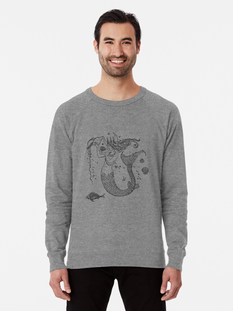 Alternate view of Mermaid princess black and white Lightweight Sweatshirt