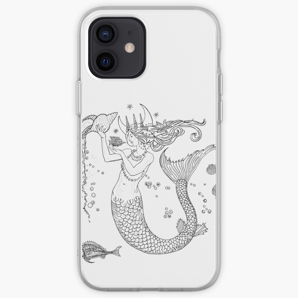 Mermaid princess black and white iPhone Case & Cover