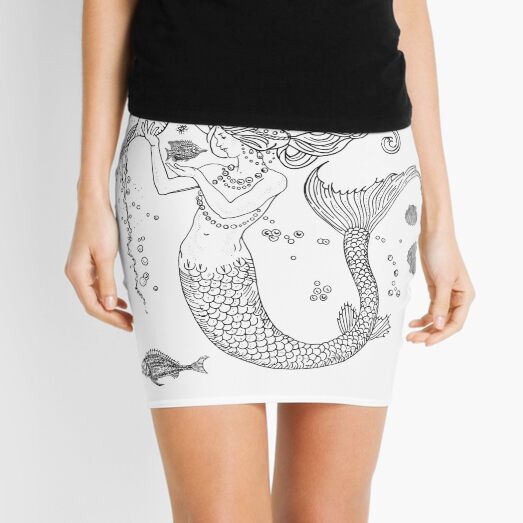 Mermaid princess black and white Mini Skirt