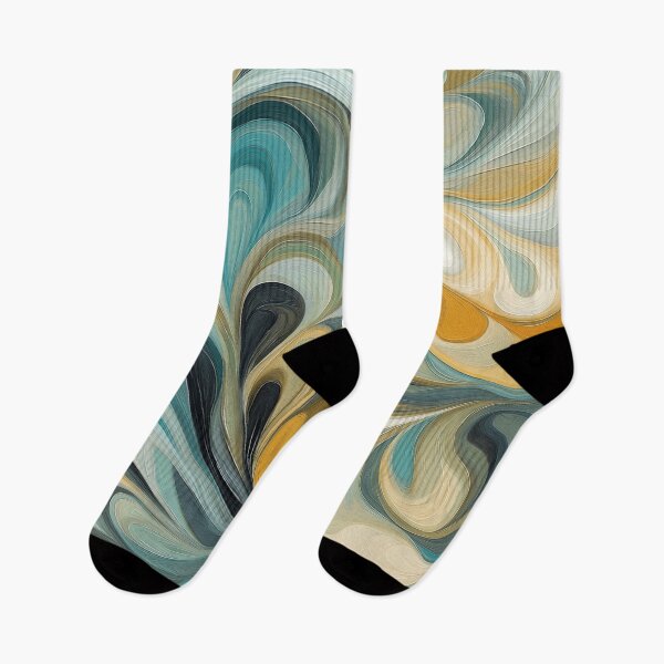 Item preview, An abstract Design, swirling organic shapes in a harmonious palette of blues, greens, golds, and whites.  designed and sold by HEMRO.