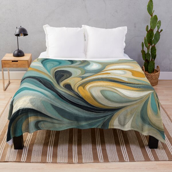 Item preview, An abstract Design, swirling organic shapes in a harmonious palette of blues, greens, golds, and whites.  designed and sold by HEMRO.
