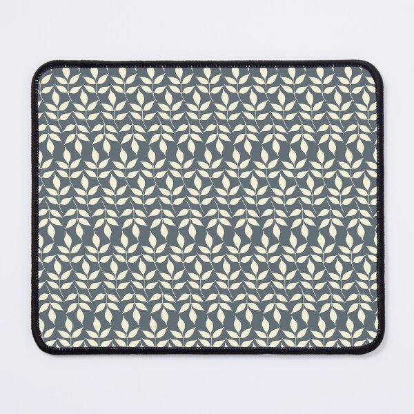Item preview, Simple repeating leaves in light cream with blue-grey background designed and sold by SCdesignqld.