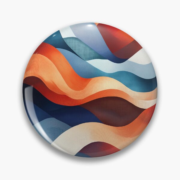 Artikelvorschau, Das lebendige, abstrakte Design zeichnet sich durch ein dynamisches Zusammenspiel wellenförmiger Formen in den Farbtönen Blau, Rot, Orange und Weiß aus. entworfen und verkauft von HEMRO.