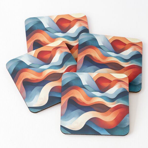 Item preview,  vibrant abstract Design features a dynamic interplay of undulating shapes in shades of blue, red, orange, and white. designed and sold by HEMRO.