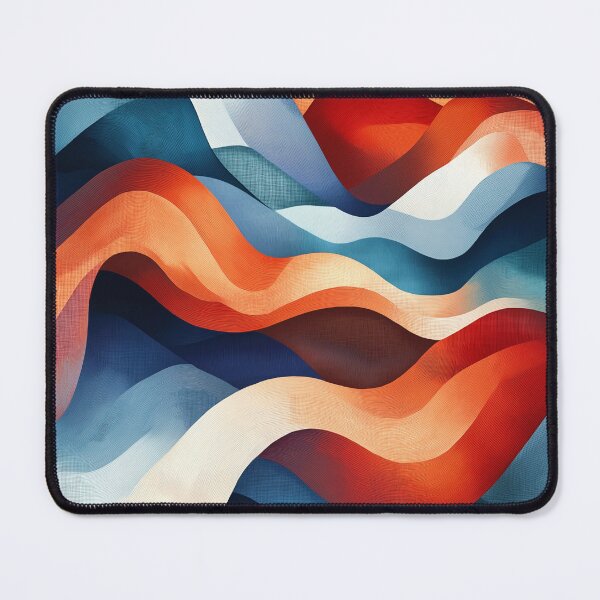Item preview,  vibrant abstract Design features a dynamic interplay of undulating shapes in shades of blue, red, orange, and white. designed and sold by HEMRO.