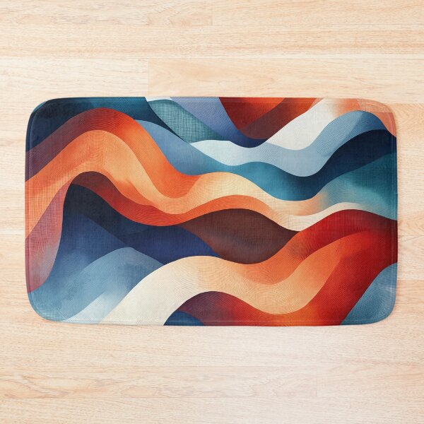 Item preview,  vibrant abstract Design features a dynamic interplay of undulating shapes in shades of blue, red, orange, and white. designed and sold by HEMRO.