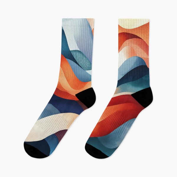 Item preview,  vibrant abstract Design features a dynamic interplay of undulating shapes in shades of blue, red, orange, and white. designed and sold by HEMRO.