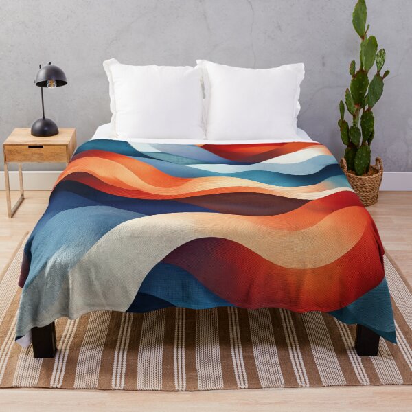 Item preview,  vibrant abstract Design features a dynamic interplay of undulating shapes in shades of blue, red, orange, and white. designed and sold by HEMRO.