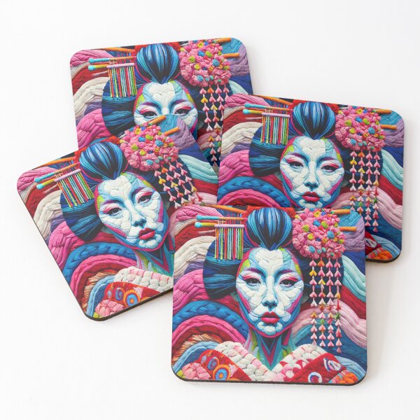 Item preview, "Geisha Embroidery Art - Vibrant Threadwork Design" designed and sold by SakuraJapanArt.