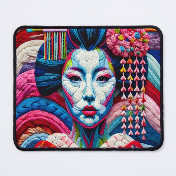 Item preview, "Geisha Embroidery Art - Vibrant Threadwork Design" designed and sold by SakuraJapanArt.