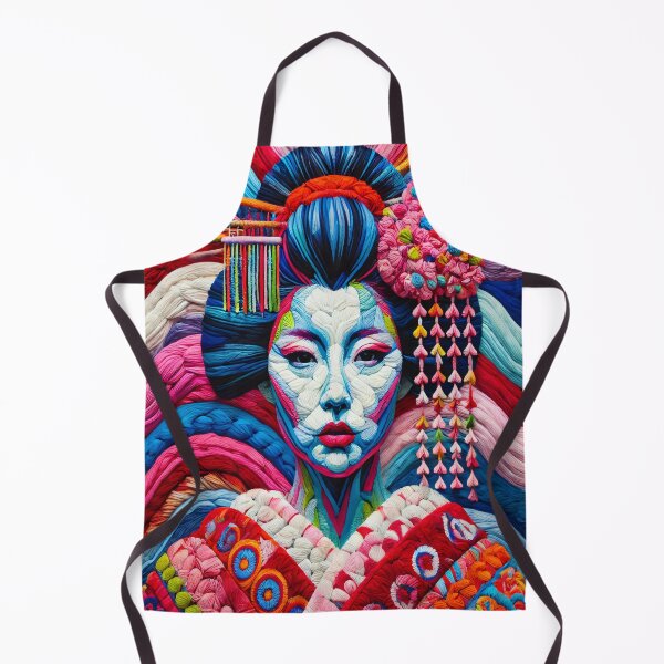 Item preview, "Geisha Embroidery Art - Vibrant Threadwork Design" designed and sold by SakuraJapanArt.