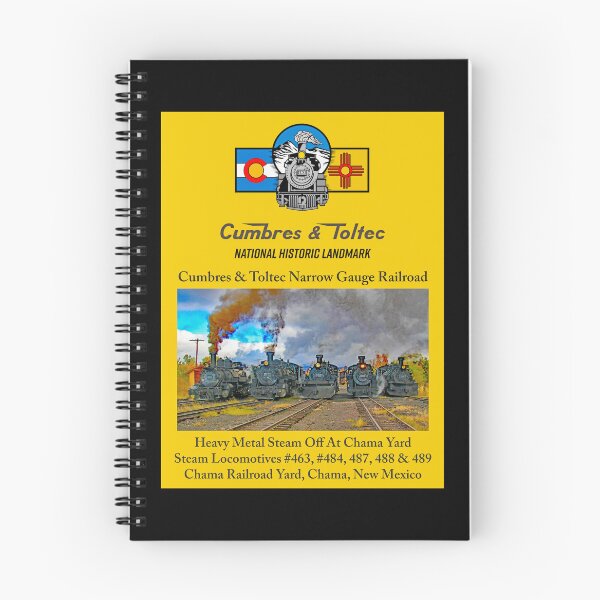 Item preview, C&T RR Heavy Metal “Steam-Off”, Chama Yard, NM. Steam Locomotives #463, #484, #487, #488 & #489 fill the sky with smoke, cinder & steam.  designed and sold by MoreEZUSA-Here.