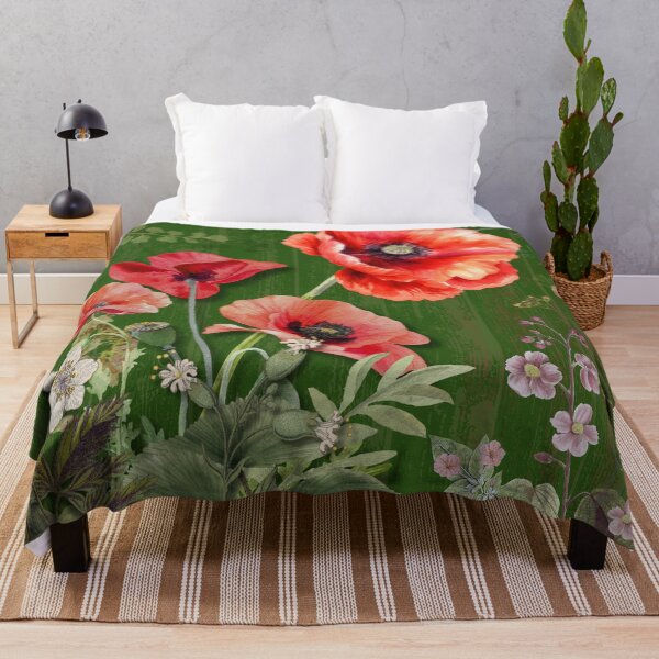 Item preview, Vintage Poppies on Green Woodgrain designed and sold by TurquoiseBird.