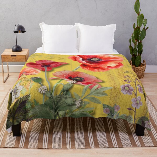 Item preview, Vintage Poppies on Yellow Woodgrain designed and sold by TurquoiseBird.