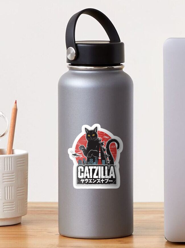 Thumbnail 1 of 3, Sticker, Catzilla Vintage Monster Design designed and sold by NiftyWrx.