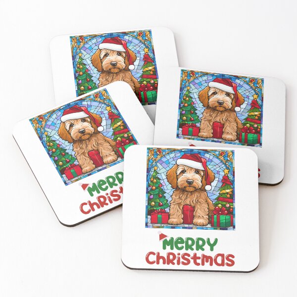 Item preview, Labradoodle Puppy Christmas Stained Glass Art – Festive Holiday Design for Dog Lovers designed and sold by Fredster1966.