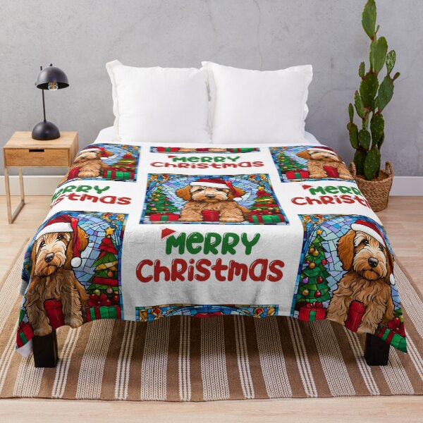Item preview, Arte de vitral navideño con cachorro de labradoodle: diseño festivo para amantes de los perros designed and sold by Fredster1966.