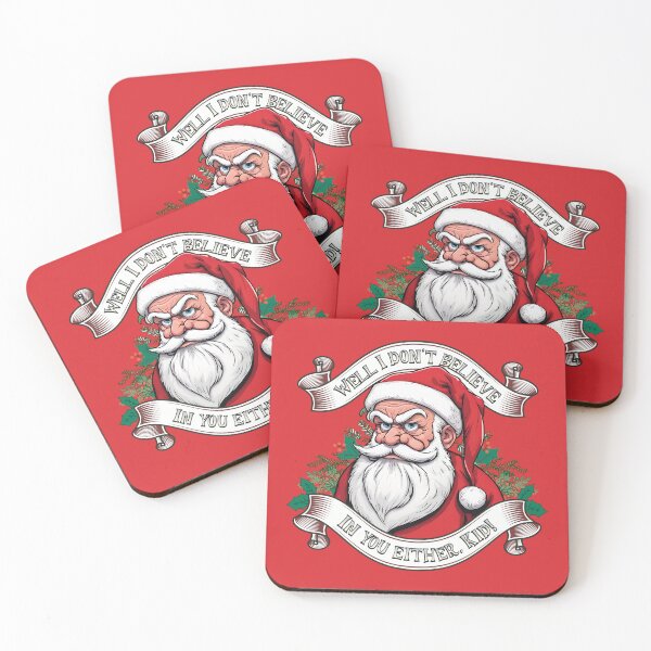 Item preview, Bad Santa Says, "I Don't Believe In You Either, Kid!" - Crimson Blaze Red designed and sold by ORuaircDesigns.