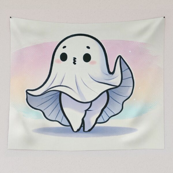 Item preview, Thicc Ghost on a Blustery Day - Cheeky Ghost designed and sold by MoonlitMystic.