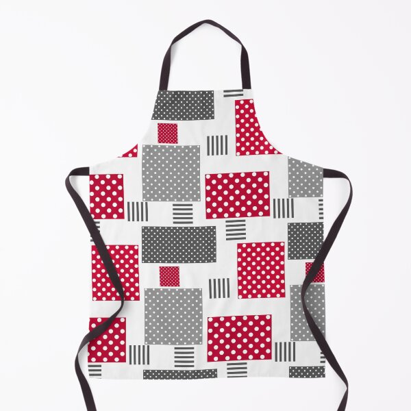 Item preview, Gray red polka dot patchwork on white background designed and sold by fuzzyfox.