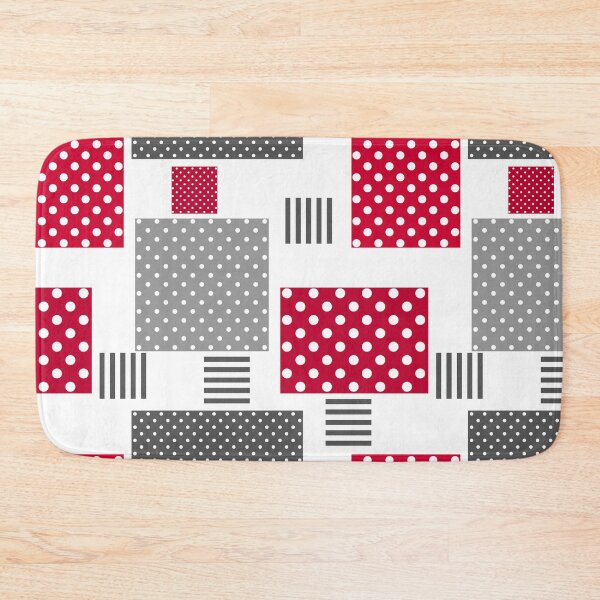 Item preview, Gray red polka dot patchwork on white background designed and sold by fuzzyfox.