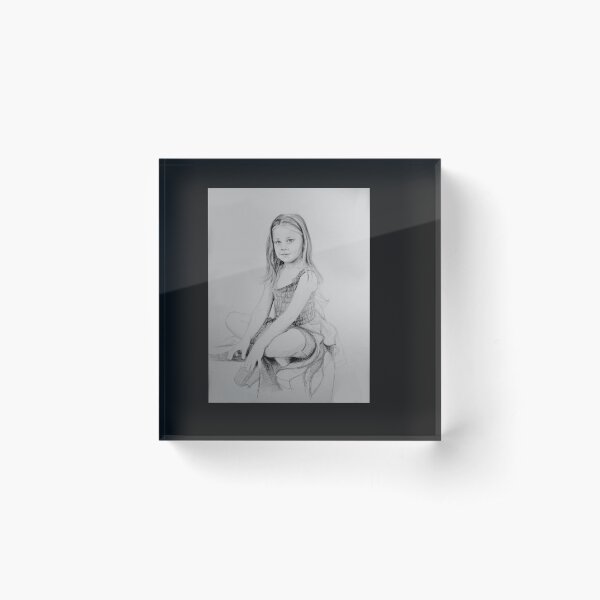 Drawing of a girl in Charcoal by Adelaide Artist Avril Thomas Acrylic Block