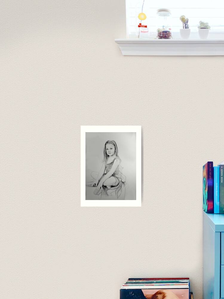Thumbnail 1 of 3, Art Print, Drawing of a girl in Charcoal by Adelaide Artist Avril Thomas designed and sold by AvrilThomasart.