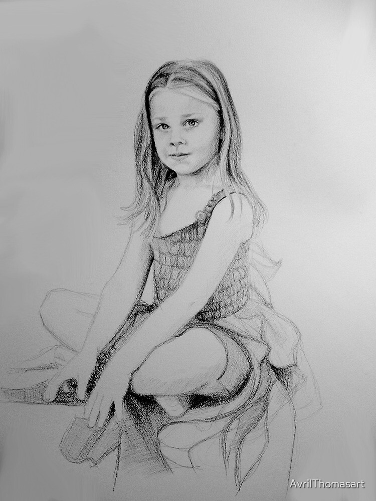 Thumbnail 3 of 3, Art Print, Drawing of a girl in Charcoal by Adelaide Artist Avril Thomas designed and sold by AvrilThomasart.