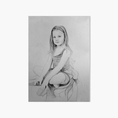 Drawing of a girl in Charcoal  by Adelaide Artist Avril Thomas Art Board Print