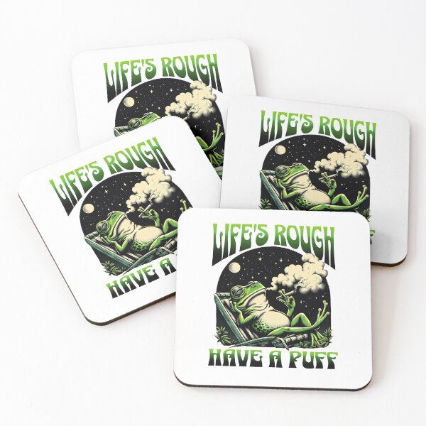 Item preview, Have A Puff - Life's Rough Frog (Black)  designed and sold by Discothreadz.