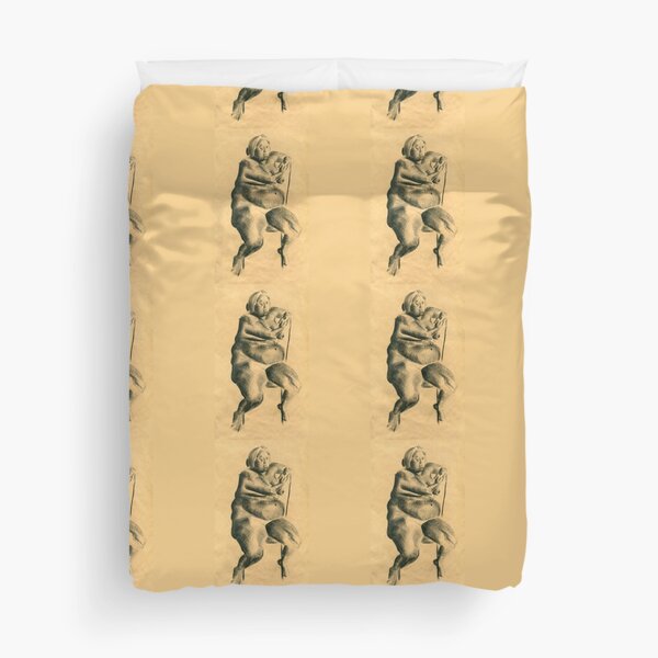 Chubby - Charcoal Drawing by Avril Thomas - Adelaide Artist Duvet Cover