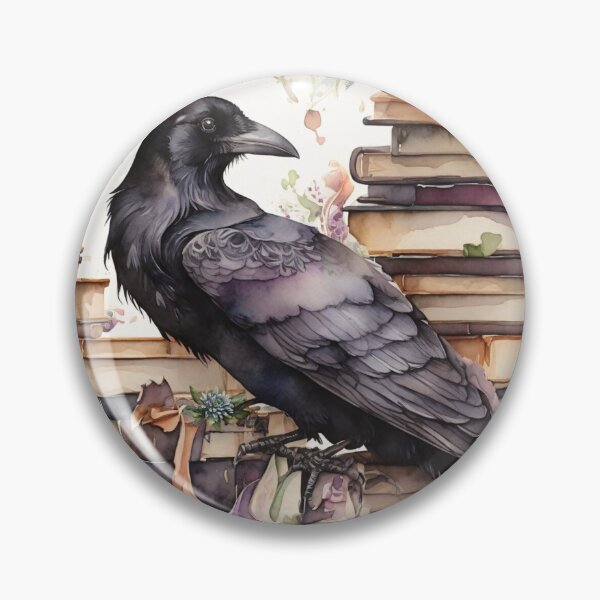 Item preview, Watercolor Crow and Vintage Books designed and sold by Lecturarte.