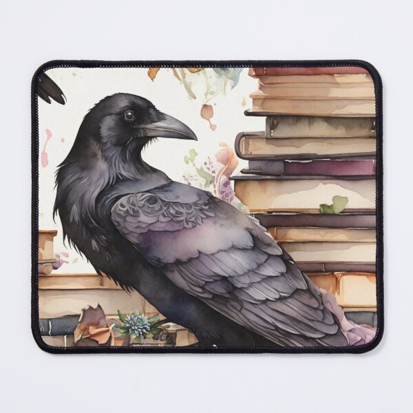 Item preview, Watercolor Crow and Vintage Books designed and sold by Lecturarte.