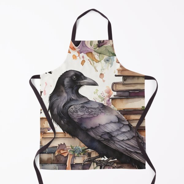 Item preview, Watercolor Crow and Vintage Books designed and sold by Lecturarte.