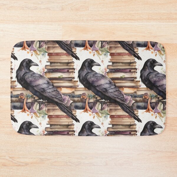 Item preview, Watercolor Crow and Vintage Books designed and sold by Lecturarte.