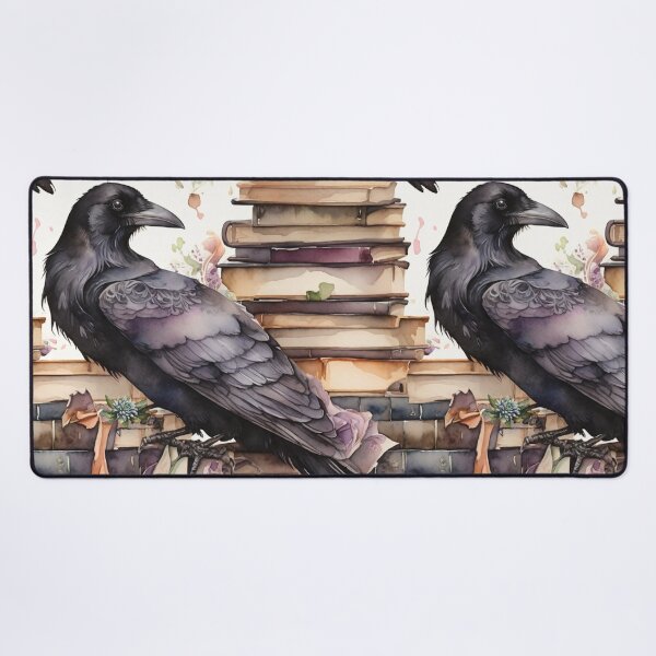Item preview, Watercolor Crow and Vintage Books designed and sold by Lecturarte.